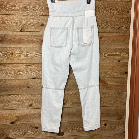 Jonathan Simkhai Henley Tie Waist Straight Leg jeans Blue Cotton Denim 28 NWT - Picture 4 of 8